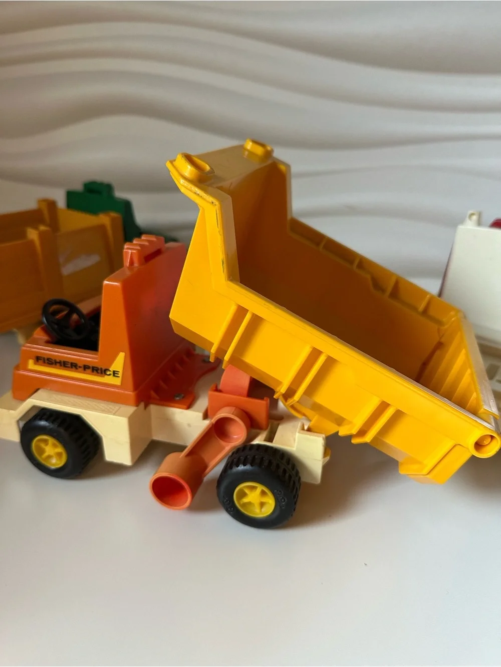 Vintage Fisher-Price Husky Helpers Rodeo Rig Dump Truck #330 #328 lot 3 1979